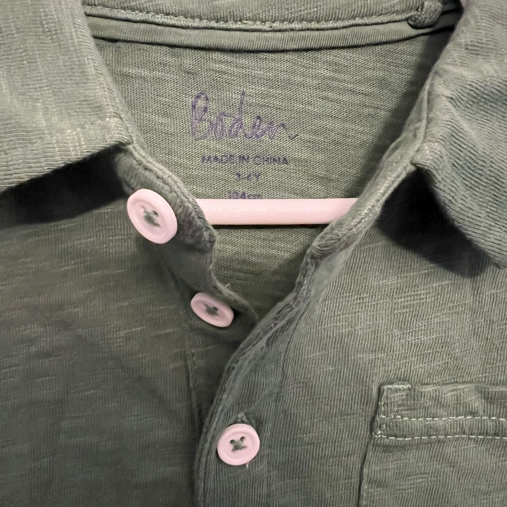 Mini Boden Sage Green Polo Shirt with Classic Collar - Picture 2 of 4